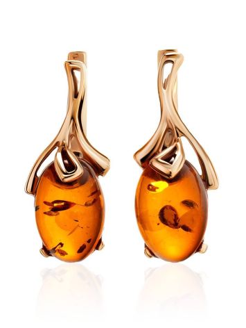 Refined Golden Earrings With Amber The Crocus, image 