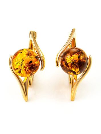 Cognac Amber In Gold Earrings The Aldebaran, image 