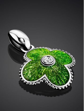 Enamel Clover Shaped Pendant With Crystal The Heritage, image , picture 2