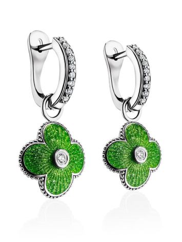 Silver Earrings With Enamel Clover Shaped Dangles The Heritage, image , picture 3