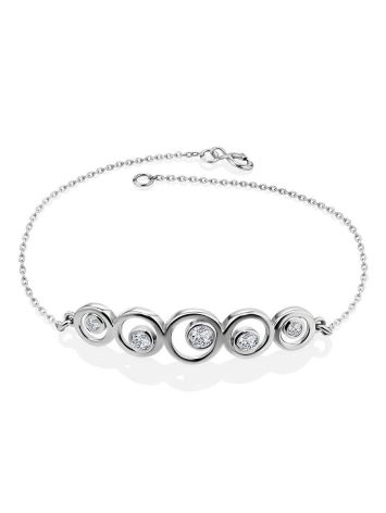 Silver Chain Bracelet With Geometric Central Part, image 