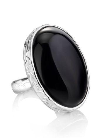Dramatic Black Round Stone Cocktail Ring The Bella Terra, Ring Size: 8 / 18, image 