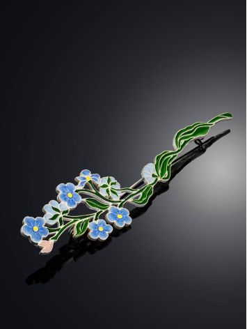 Cute Forget-Me-Not Flower Enamel Brooch, image , picture 2