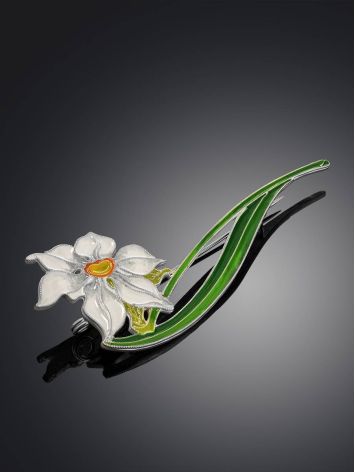 Amazing Daffodil Flower Enamel Brooch, image , picture 2