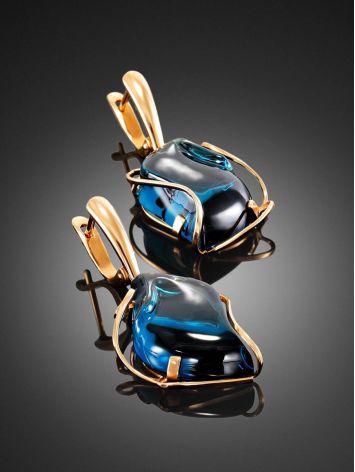 Amazing Golden Dangles With Blue Topaz The Serenade, image , picture 2