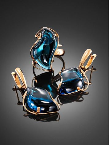 Amazing Golden Dangles With Blue Topaz The Serenade, image , picture 4