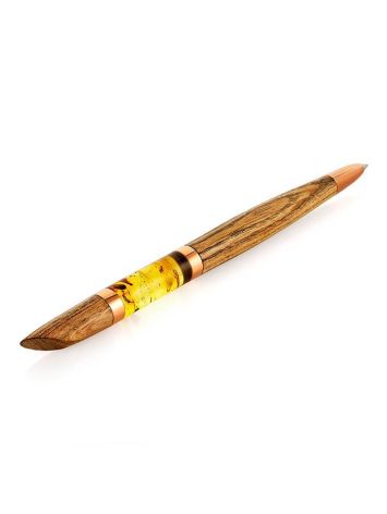 Unique Wooden Ball Pen With Amber And Inclusions, image , picture 6