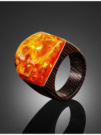 Cognac Amber Wooden Ring The Indonesia, Ring Size: 9.5 / 19.5, image , picture 2