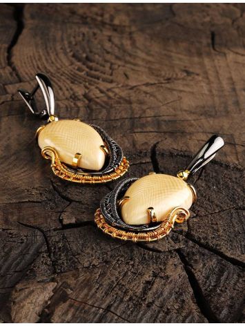 Drop Mammoth Tusk Earrings In Gold-Plated Silver The Era, image , picture 2