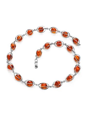 Cognac Amber Necklace In Sterling Silver The Algeria, image , picture 3