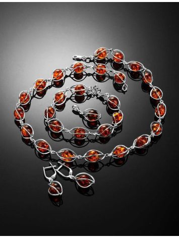 Cognac Amber Necklace In Sterling Silver The Algeria, image , picture 5
