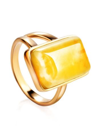 Stylish Natural Honey Amber Ring The Copenhagen, Ring Size: 5.5 / 16, image 