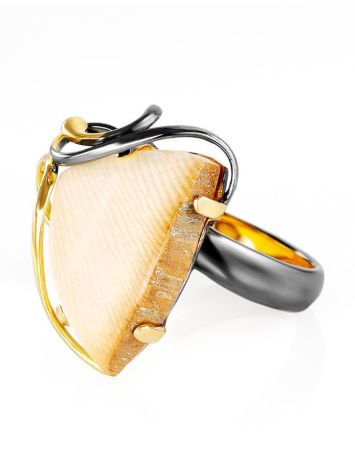 Refined Gold-Plated Open Ring With Genuine Mammoth Ivory The Era, Ring Size: Adjustable, image , picture 4