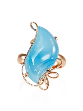 Gold Plated Silver Cocktail Ring With Chalcedony The Serenade, Ring Size: Adjustable, image , picture 3