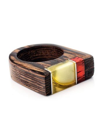 Handmade Honey Amber Ring With Padauk Wood The Indonesia, Ring Size: 7 / 17.5, image , picture 3