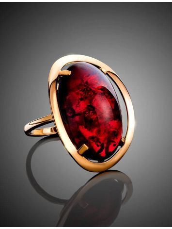 Bright Red Amber Cocktail Ring The Elegy, Ring Size: 11 / 20.5, image , picture 2