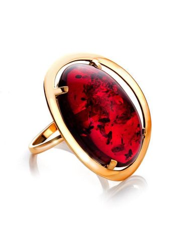 Bright Red Amber Cocktail Ring The Elegy, Ring Size: 11 / 20.5, image 