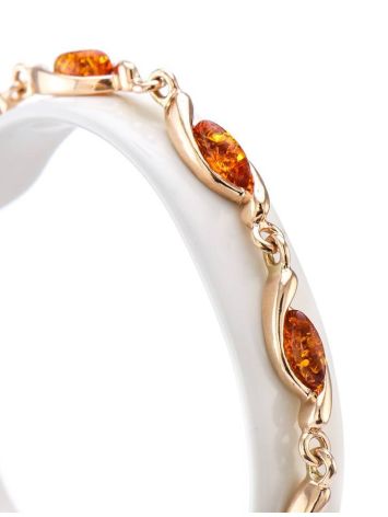 Gold Plated Silver Link Bracelet With Amber The Liana, image , picture 2