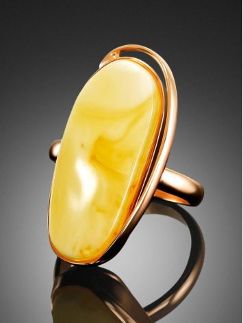 Exclusive Gold Plated Silver Ring With Amber Centerstone The Lagoon, Ring Size: 7 / 17.5, image , picture 2