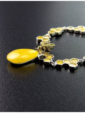 Honey Amber Necklace In Sterling Silver The Bee, image , picture 3