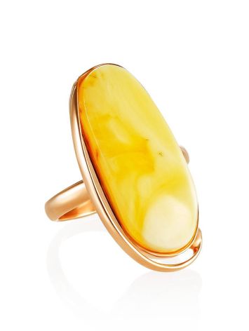 Exclusive Gold Plated Silver Ring With Amber Centerstone The Lagoon, Ring Size: 7 / 17.5, image 