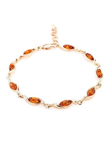 Gold Plated Silver Link Bracelet With Amber The Liana, image 