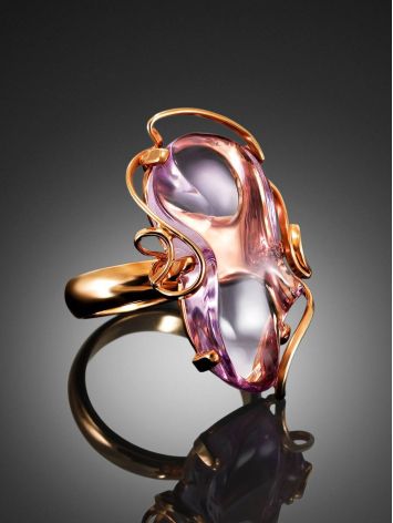 Silver Adjustable Cocktail Ring With Synthetic Amethyst The Serenade, Ring Size: Adjustable, image , picture 2