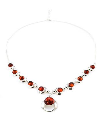 Cognac Amber Necklace In Sterling Silver The Orion, image , picture 3