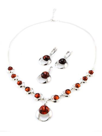 Cognac Amber Necklace In Sterling Silver The Orion, image , picture 6