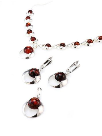 Cognac Amber Necklace In Sterling Silver The Orion, image , picture 7