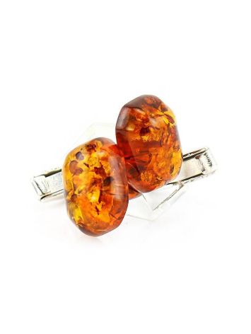 Geometric Silver Cufflinks With Natural Amber, image , picture 4