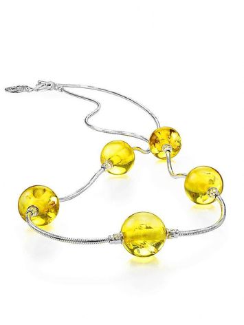 Silver Chain Necklace With Lemon Amber, image , picture 3