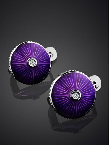 Round Silver Earrings With Enamel And Diamonds The Heritage, image , picture 2