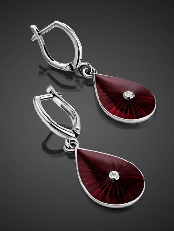 Silver Enamel Drop Earrings With Diamonds The Heritage, image , picture 2