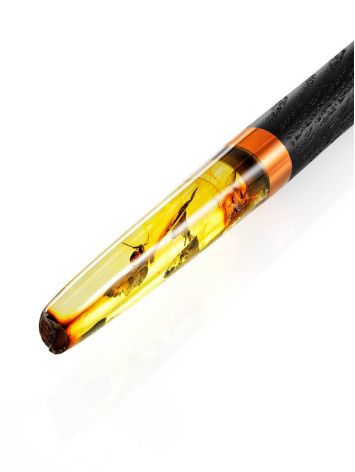 Wooden Amber Ball Pen With Insect Inclusions, image , picture 5