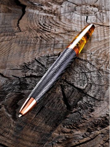 Wooden Amber Ball Pen With Insect Inclusions, image , picture 2