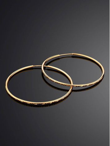 Textured Golden Hoop Earrings, image , picture 2