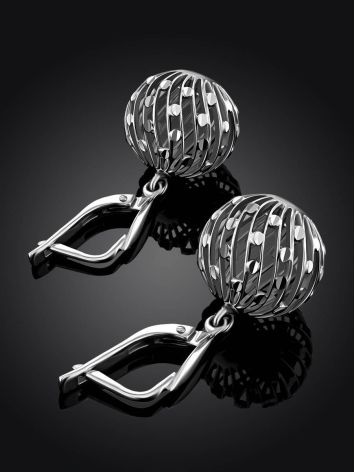 White Gold Bauble Drop Earrings, image , picture 2