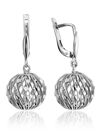 White Gold Bauble Drop Earrings, image 