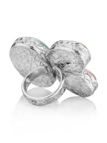 Designer Silver Cocktail Ring With Multicolor Stones Bella Terra, Ring Size: 7 / 17.5, image , picture 4