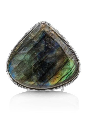Silver Cocktail Ring With Bright Labradorite Bella Terra, Ring Size: 8 / 18, image , picture 5