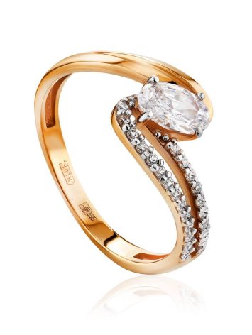Ultra Feminine Gold Crystal Ring, Ring Size: 6.5 / 17, image 