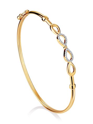 Golden Bangle Bracelet With Infinity Symbol Element, image 