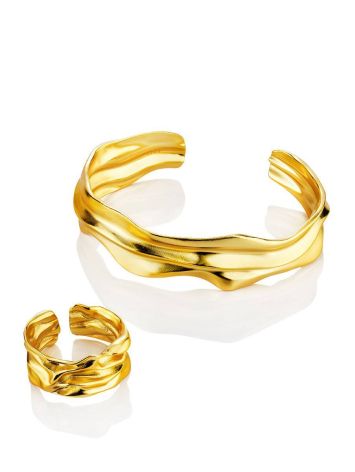 Chic Gold Plated Silver Cuff Bracelet The Liquid, image , picture 4