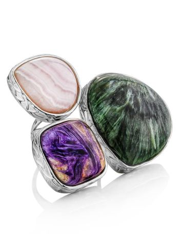 Voluptuous Silver Ring With Natural Stones Bella Terra, Ring Size: 9 / 19, image 