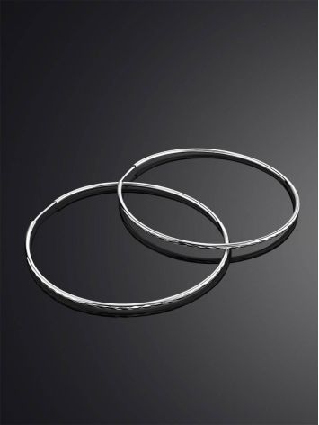 Trendy White Gold Hoop Earrings, image , picture 2