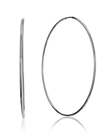 Lightweight White Gold Hoop Earrings, image 