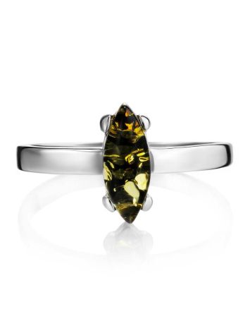 Minimalist Design Silver Amber Ring, Ring Size: 6 / 16.5, image , picture 3