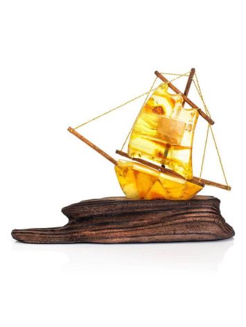 Handcrafted Amber Decorative Ship Model, image , picture 4