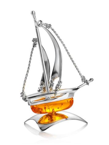 Amazing Silver Amber Decorative Ship Model, image , picture 3
